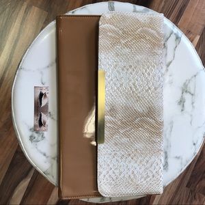 ‼️ Nude Patent Leather Faux Leather Snake Clutch